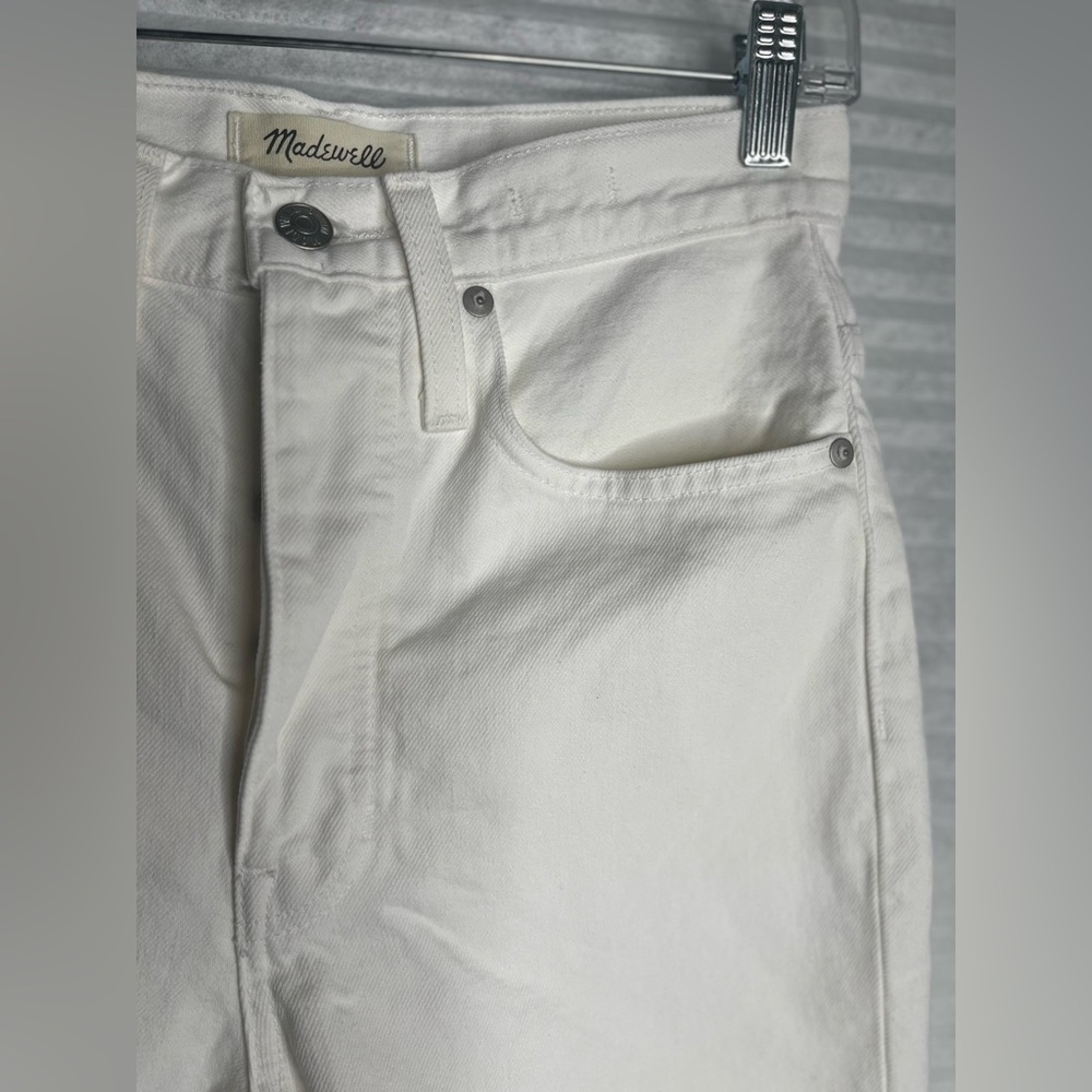 Madewell High-Rise Long Denim Shorts -Tile White - Women's Size 24 - Picture 8 of 16